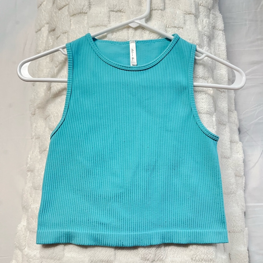 Active USA Turquoise Ribbed Tank Top